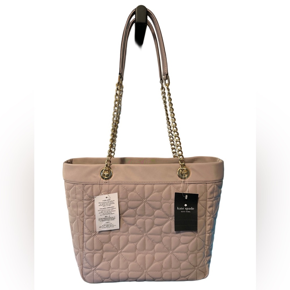 Kate Spade Flower Jacquard Quilted Medium Tote in Cozy Grey NWT